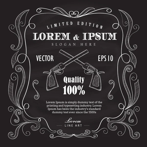 Çerçeve vintage etiket kara tahta vektör çizim el çekilmiş