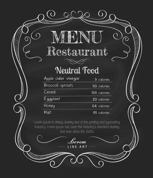 Restaurant menu schoolbord vintage hand getrokken frame label vector — Stockvector