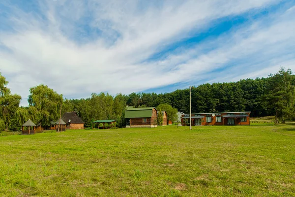 Rande Hütten Gebäude Idyllischer Natur Sommer Umgebung Raum Mit Grünem — Stockfoto