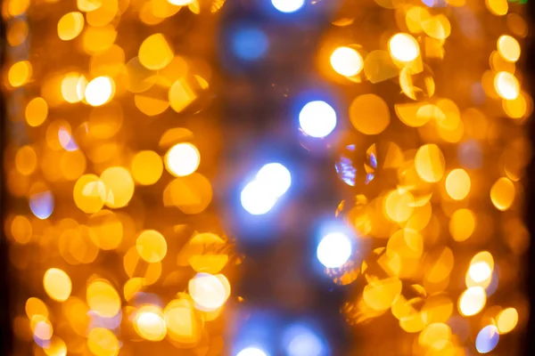 Abstraktní Rozostřené Vánoční Osvětlení Koncept Žlutého Osvětlení Věnec Lampy — Stock fotografie