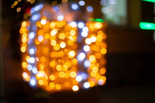 Abstracto Navidad Luces Caja Decoración Festiva Objeto Aire Libre Calle — Foto de Stock