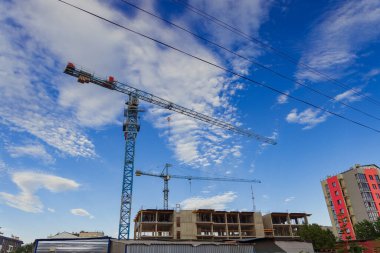 Şehir yapımı vinç endüstriyel nesne şehir simgesi görünümü aşağıdan öngörü