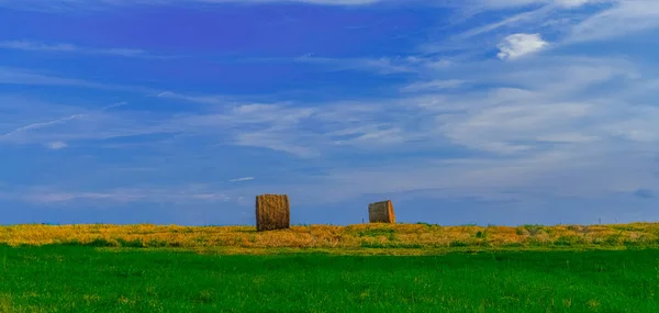 Panorama Τοπίο Χώρα Πλευρά Paysage Φωτογραφία Της Συγκομιδής Γεωργική Σκηνή — Φωτογραφία Αρχείου