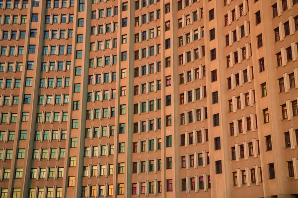 Gebouw Muur Ramen Grote Bouw Achtergrond Stedelijke Oriëntatiepunt Object Ussr — Stockfoto