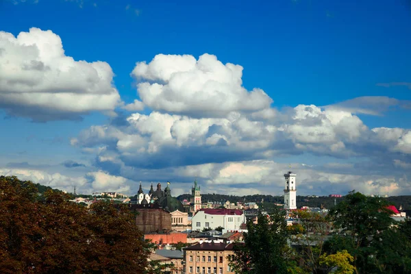 Miejski Punkt Widzenia Punkt Orientacyjny Miejska Scena Lwowskiego Zachodniego Parku — Zdjęcie stockowe