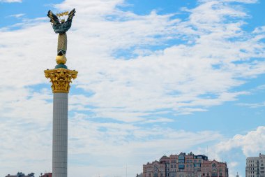 Independence square sculpture pillar UNESCO heritage site of Ukraine capital Kyiv center landmark city scape