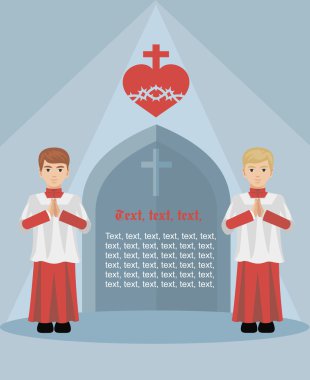 flat catholic priest banner clipart