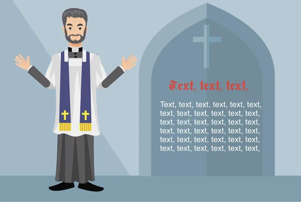 Flat catholic priest banner — Stock Vector