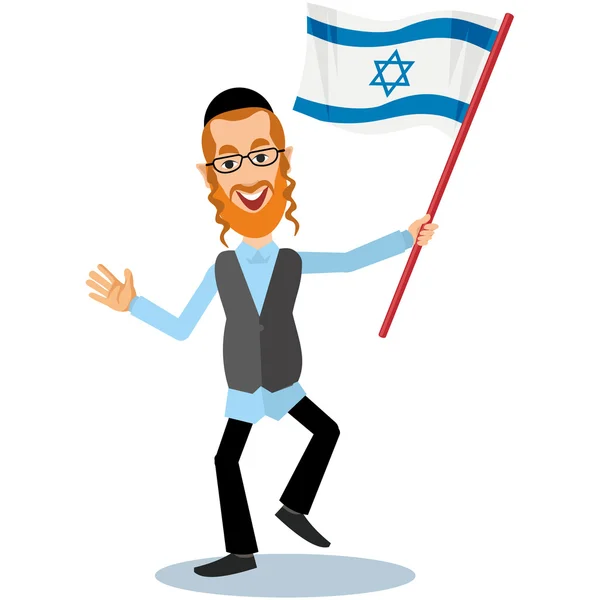 Orthodox jew,hassid with flag — Stock Vector