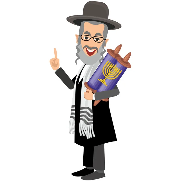 Orthodox jew,hassid,rabbi,with Payot and  torah — Stock Vector