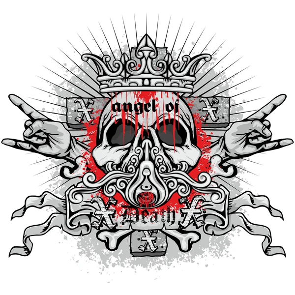 Grunge crânio brasão de armas —  Vetores de Stock