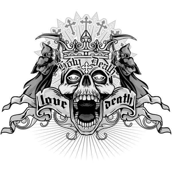 Grunge Totenkopf Wappen — Stockvektor