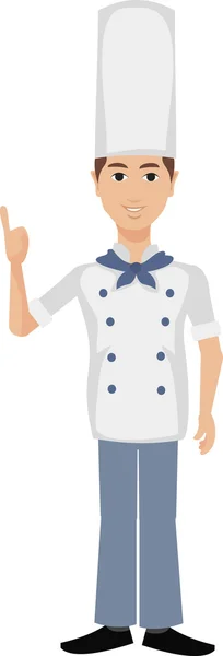 Jonge kok in witte hoed met schotel — Stockvector