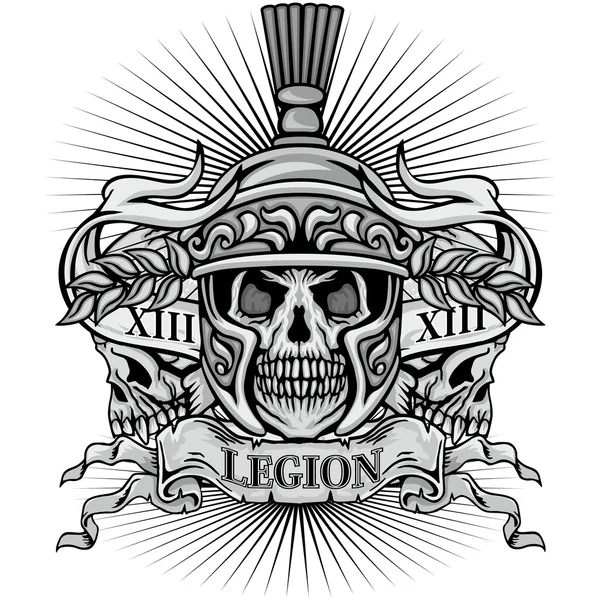 Roma legeoner skull wappen — Stockvektor