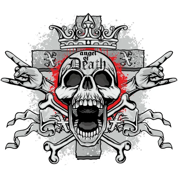 Grunge Totenkopf Wappen — Stockvektor