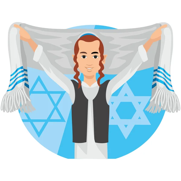 Jew,hassid,rabbi,with Payot and Kippah — Stock Vector