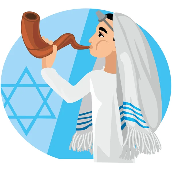 Judeu, hassid, rabino, com Payot e Kippah — Vetor de Stock