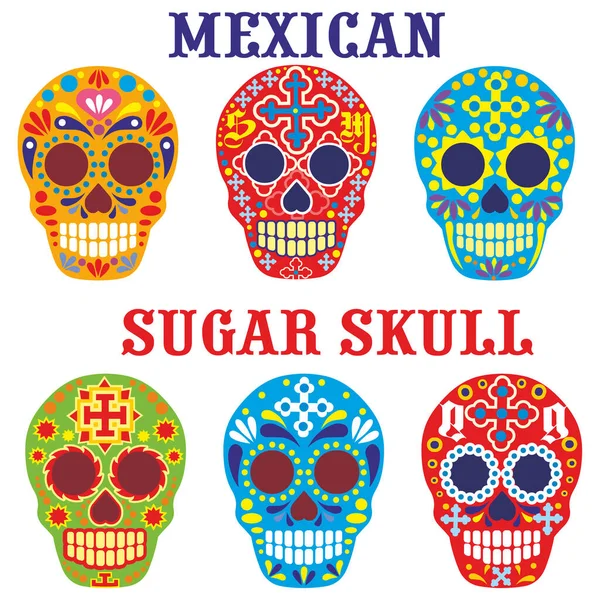 Morte Sagrada Dia Dos Mortos Crânio Açúcar Mexicano —  Vetores de Stock
