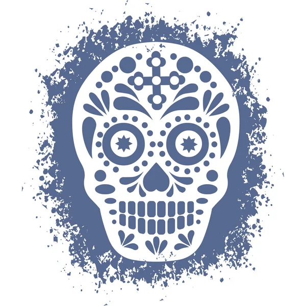 神圣的死亡 死亡日 墨西哥糖骷髅 老旧的设计T恤衫 — 图库矢量图片