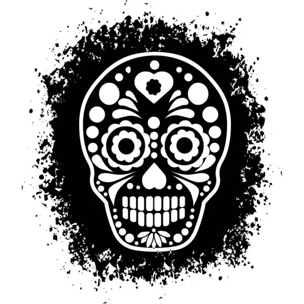 Święta Śmierć Dzień Zmarłych Meksykańska Czaszka Cukrowa Grunge Vintage Design — Wektor stockowy