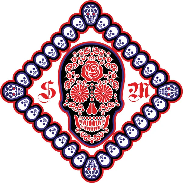 Άγιος Θάνατος Ημέρα Των Νεκρών Μεξικάνικη Ζάχαρη Κρανίο Grunge Vintage — Διανυσματικό Αρχείο