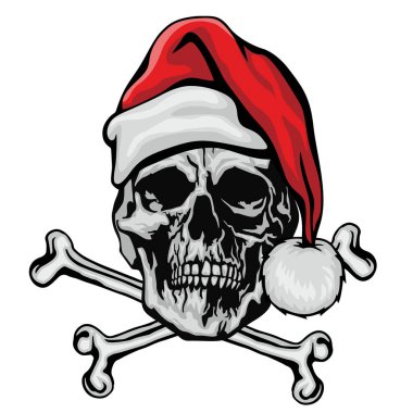 Kafatası ve Noel Baba ile Xmas işareti, grunge vintage tasarım tişörtler
