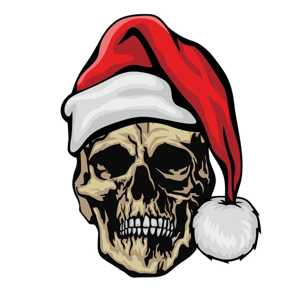Xmas Sign Skull Santa Claus Grunge Vintage Design Shirts — Stock vektor