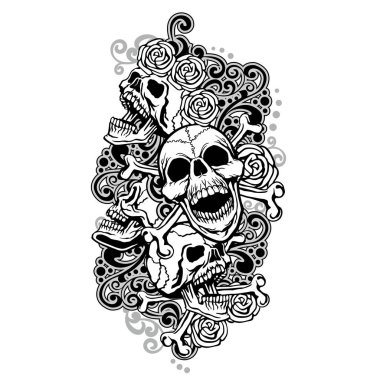 Kanatlı kafatası ile gotik tabela, grunge vintage tasarım tişörtler