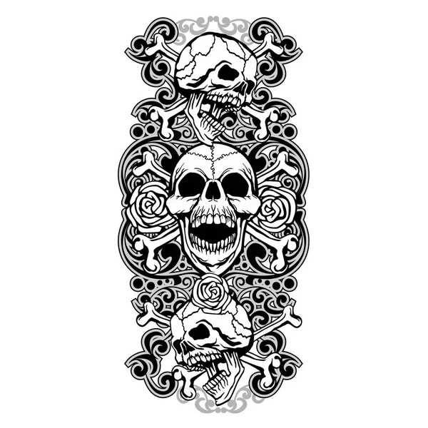 Gotický Znak Lebkou Křídly Grunge Vintage Design Trička — Stockový vektor