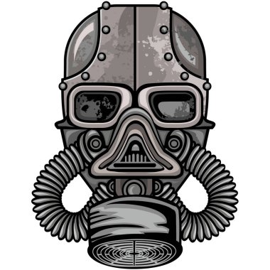 Kafatası ve gaz maskeli kıyamet sonrası tabelası, grunge vintage tasarım tişörtleri