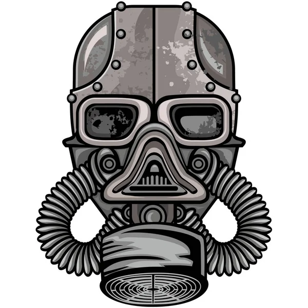 Signe Post Apocalypse Avec Crâne Masque Gaz Shirts Design Vintage — Image vectorielle