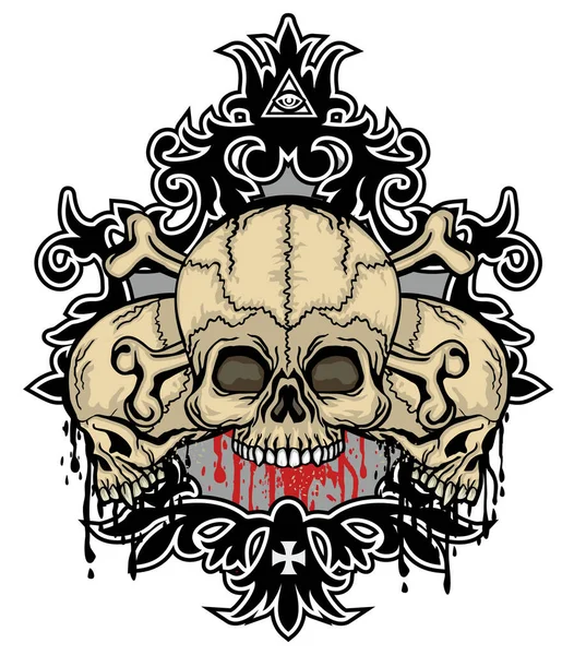 Gothic Sign Skull Grunge Vintage Design Shirts — Stock Vector