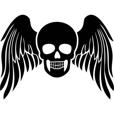 Gotik tabela, şablon, kanatlı kafatası, eski moda tişörtler.