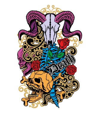 Renkli gotik tabela, grunge vintage tasarım tişörtler