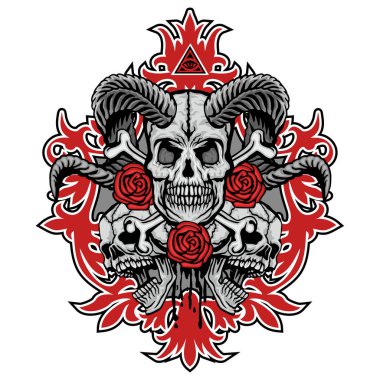 Kafatası ile gotik tabela, grunge vintage tasarım tişörtler