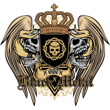 Kafatası ile gotik tabela, grunge vintage tasarım tişörtler