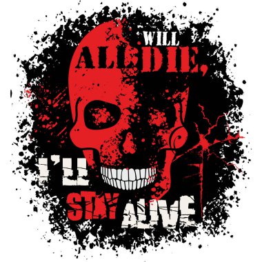 Kafatası ile gotik tabela, grunge vintage tasarım tişörtler