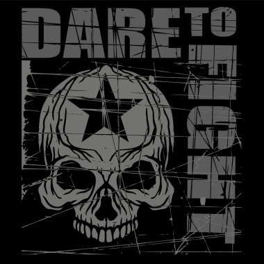 Kafatası ile gotik tabela, grunge vintage tasarım tişörtler