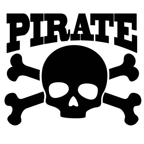 Piratenbord Jolly Roger Met Schedel Grunge Vintage Design Shirts — Stockvector