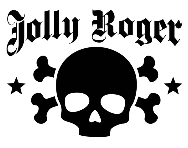 Signo Pirata Jolly Roger Con Cráneo Grunge Vintage Diseño Camisetas — Vector de stock