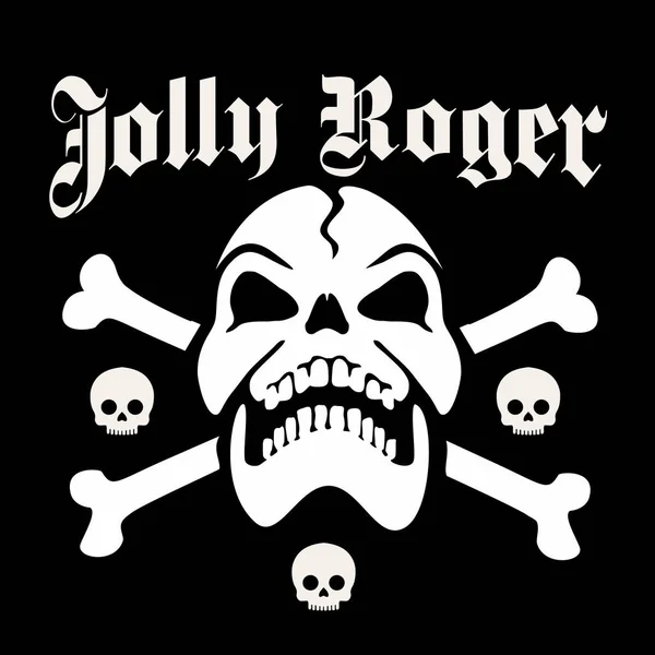 Piratenschild Mit Totenkopf Und Knochen Jolly Roger Grunge Vintage Design — Stockvektor