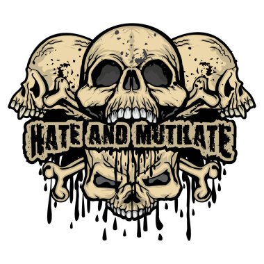 Kafatası ile gotik tabela, grunge vintage tasarım tişörtler