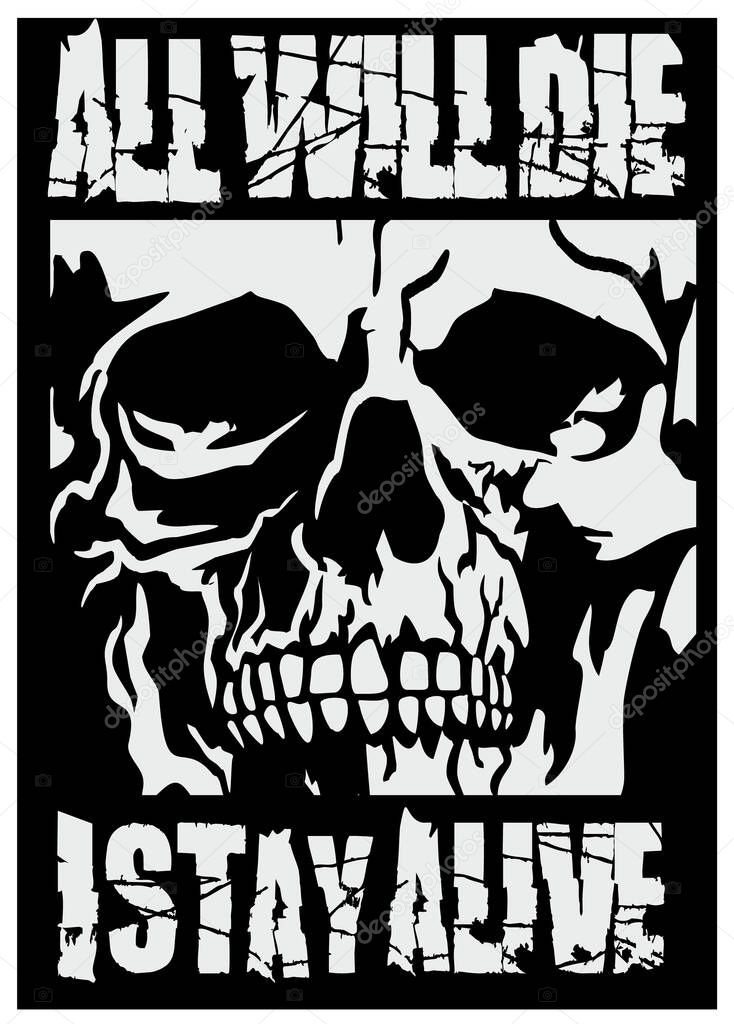 Gothic sign with skull, grunge vintage design t shirts
