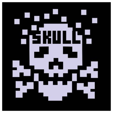 piksel kafatası, dijital vintage tasarım tişörtler