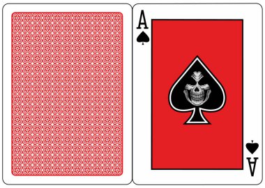 maça ası olan kafatası, iskambil kağıdı 