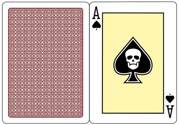 Skull Ace Spades Playing Card — Stock Vector