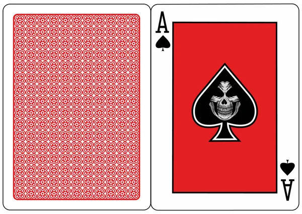 Totenkopf Mit Pik Ass Spielkarte — Stockvektor