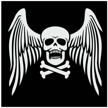 Kafatası ve kanatlı askeri tabela, grunge vintage tasarım tişörtler