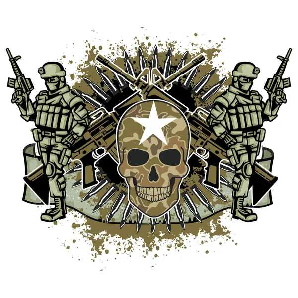 Chevron Militaire Avec Camouflage Fusils — Image vectorielle