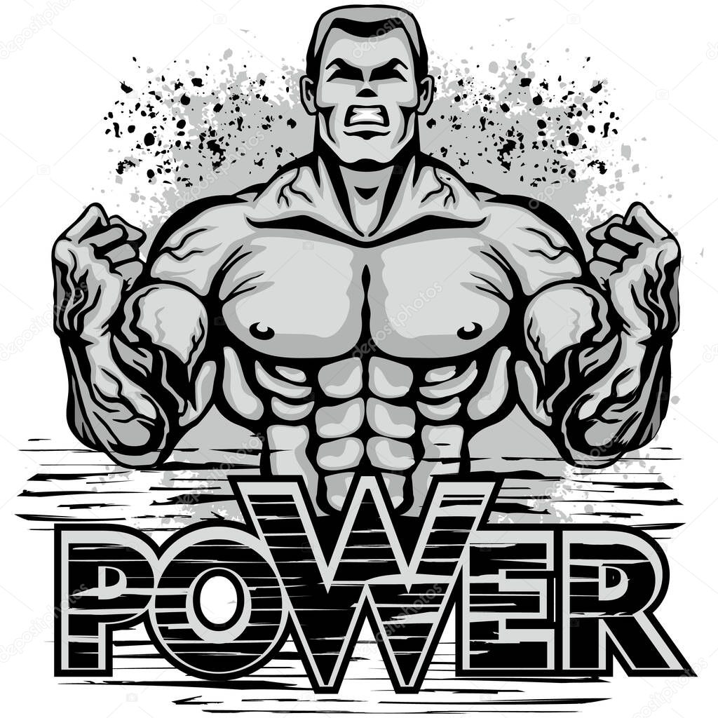 Motivational t shirt design with bodybuilder